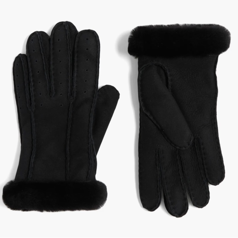 UGG - Size Small - Pieced Perforated Shearling Glove Black